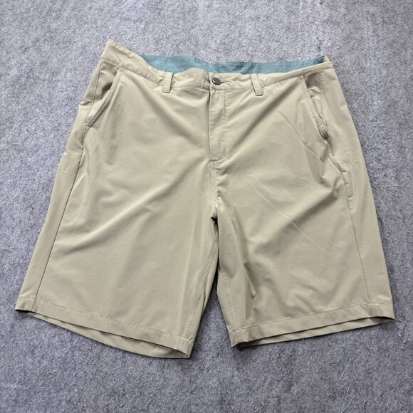 Free Fly Shorts Men 38 Beige Golf Performance Stretch 9" Hybrid Technical b077 - Picture 1 of 14